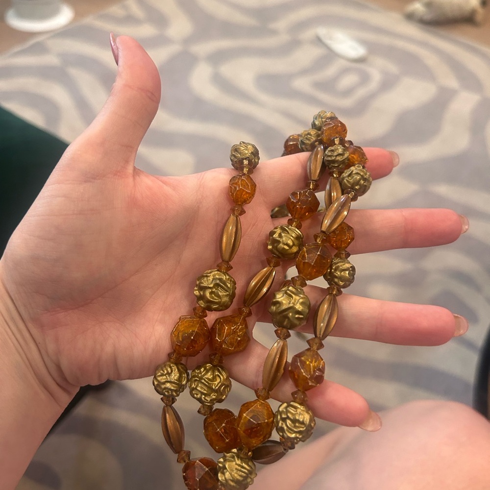 Vintage Gold and Brown Beaded Necklace or belt